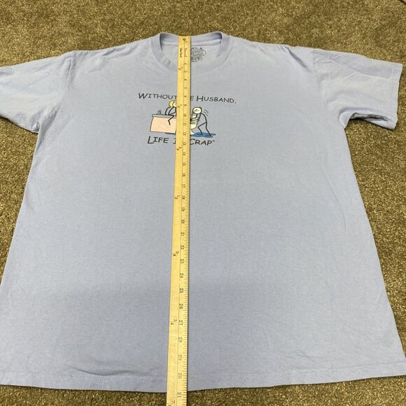 LIFE IS CRAP “Without the Husband" T-Shirt Size XL Light Blue Funny Toilet - Picture 8 of 13